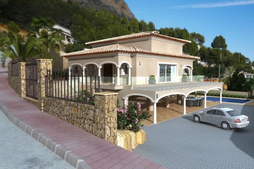 New built villa on a very sunny plot with open view on the valley and the mountains